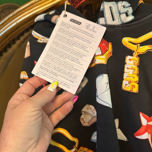 GCDS Black Graphic Hoodie with Bold Designs, Size 8, NWT - Picture 3 of 6